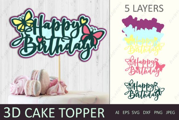 3D Birthday Cake Graphics for Crafts