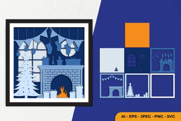 3D Christmas Papercut Graphics for Crafts