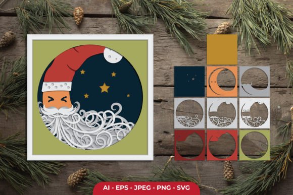 3D Christmas Santa Graphics for Crafts