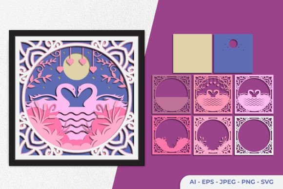 3D Couple Swan Graphics for Crafts