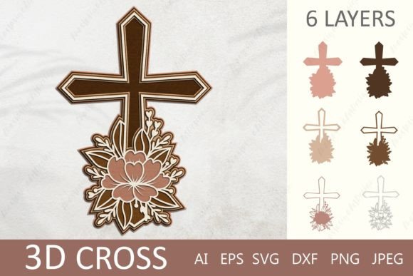 3D Cross & Flowers: Graphics for Crafts