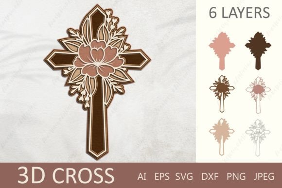 3D Cross Graphics for Crafts & Branding