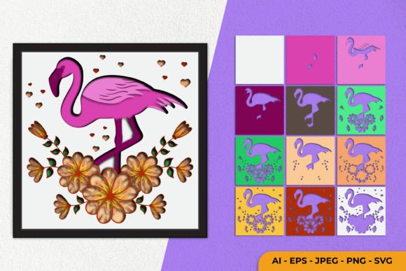 3D Flamingo Papercut: Crafts & Graphics
