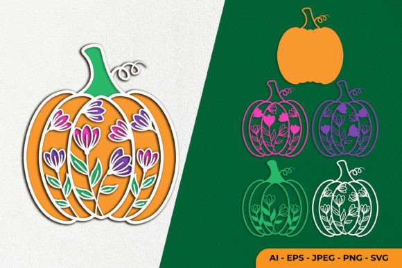 3D Floral Pumpkin SVG: Graphics for Crafts