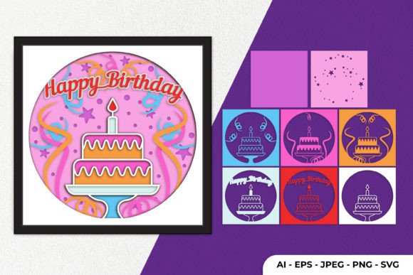3D Happy Birthday Graphics for Crafts