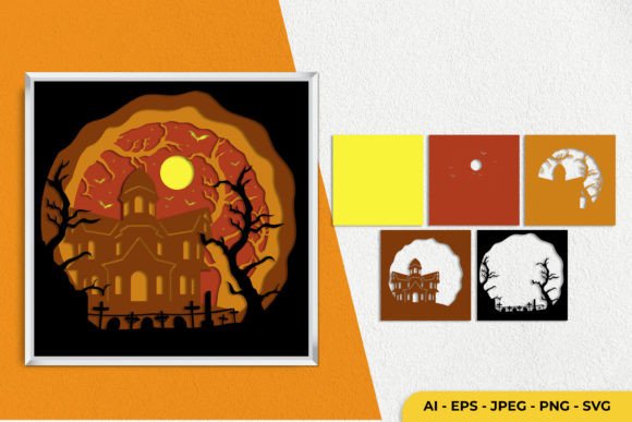 3D Haunted House Papercut: Graphics for Crafts