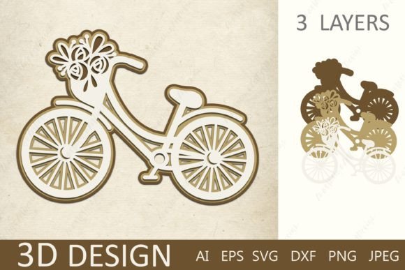 3D Layered Bike SVG: Graphics for Crafts