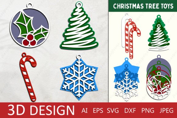 3D Layered Christmas Tree Bundle for Graphics & Crafts