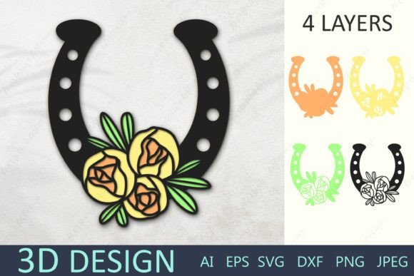 3D Layered Horseshoe Graphics for Crafts