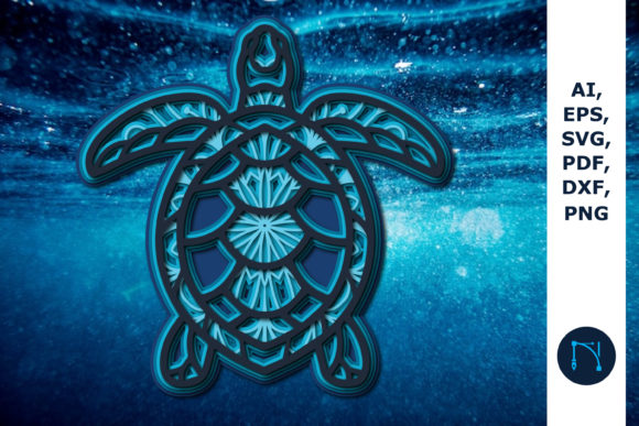 3D Mandala Sea Turtle SVG for Crafts & Graphics