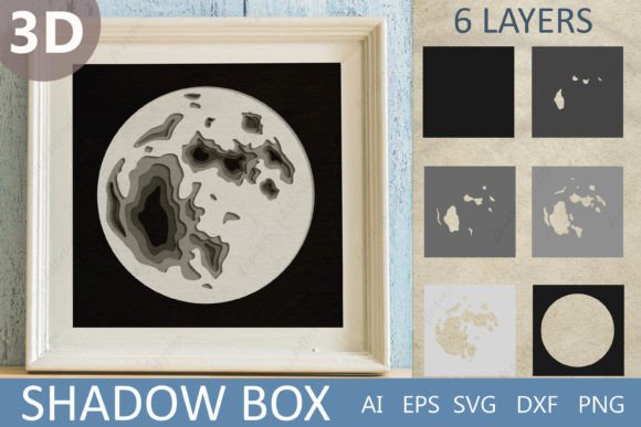 3D Moon Wall Art Graphics for Crafts