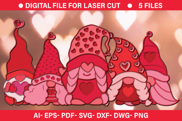 3D Valentine Gnome SVG: Crafts & Graphics