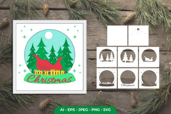Christmas Snowglobe 3D Papercut Graphics & Crafts