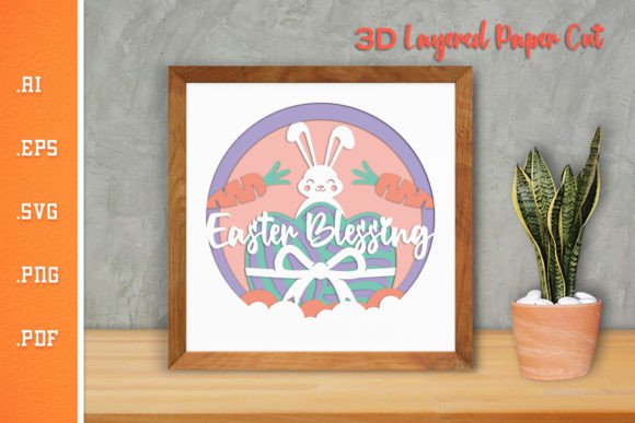 Easter Blessing 3D Paper Cut Graphics for Crafts