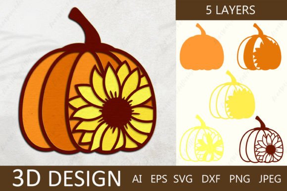 Graphics & Crafts: 3D Pumpkin Sunflower SVG