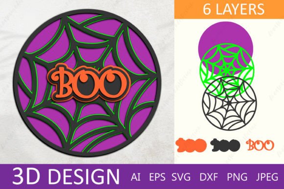 Halloween 3d Layered Boo Sign Papercut Graphics & Crafts