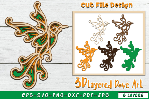 Love Bird Dove Art 3D Layered Cut File Graphics