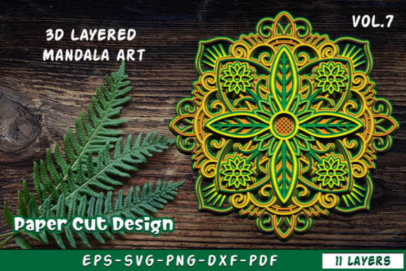 Mandala Flower Art 3D Layered Mandala Graphics & Crafts