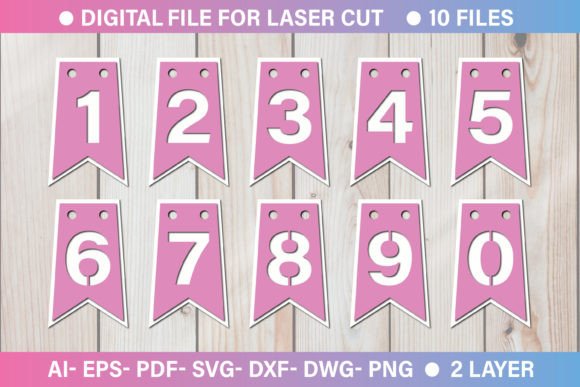 Number Banner 3D Paper Cut Graphics for Crafts