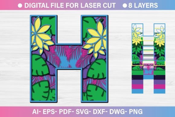 Summer Letter H SVG for Crafts & Graphics
