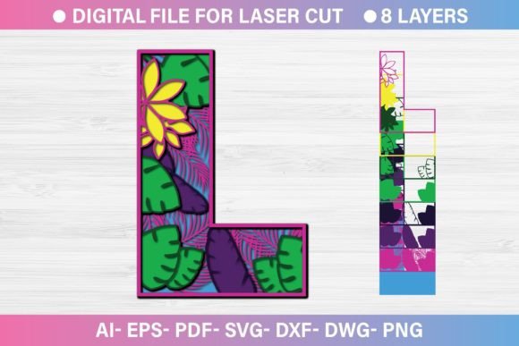 Summer Letter L Paper Cut SVG for Graphics & Crafts
