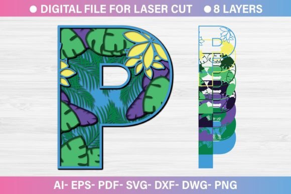 Summer Letter P Paper Cut SVG for Crafts & Graphics
