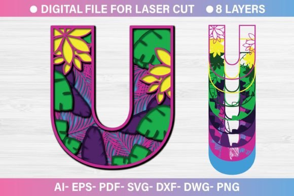 Summer Letter U SVG for Graphics & Crafts