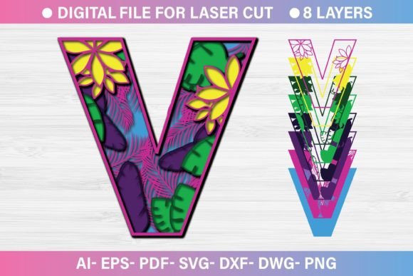 Summer Letter V SVG for Crafts & Graphics