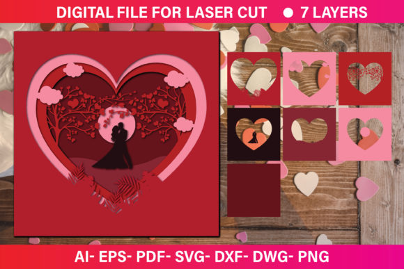 Valentine 3D Paper Cut SVG: Crafts & Graphics