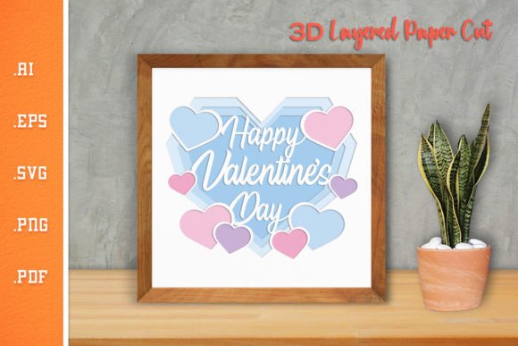 Valentine’s 3D Paper Cut Graphics for Crafts